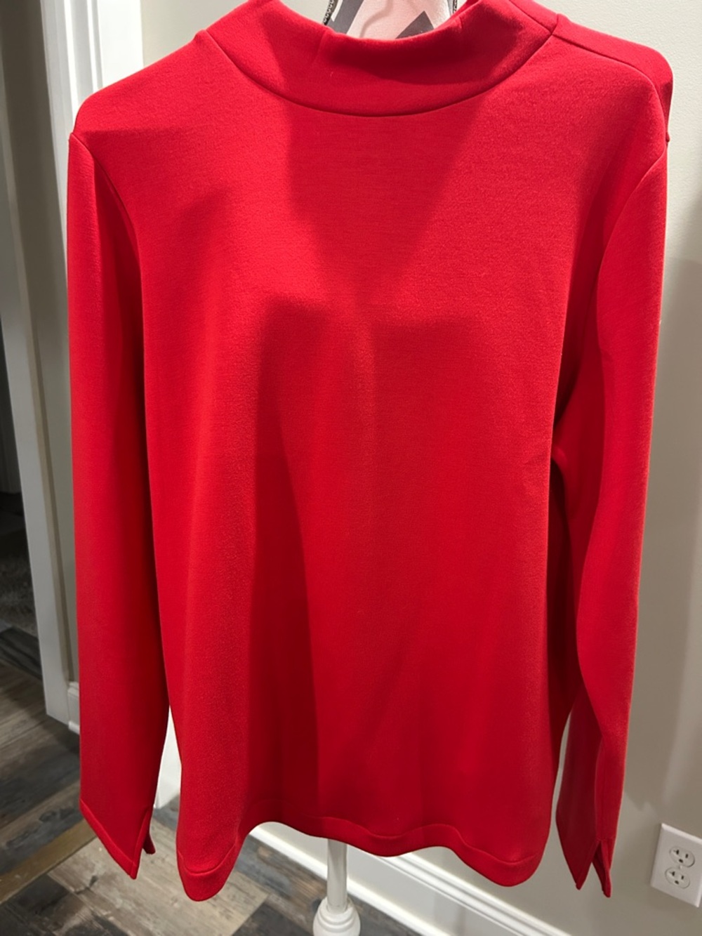 SPANX Red Mock Neck Long Sleeve Top
